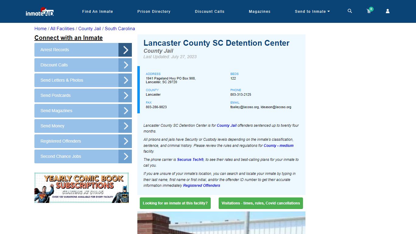 Lancaster County SC Detention Center - Inmate Locator - Lancaster, SC