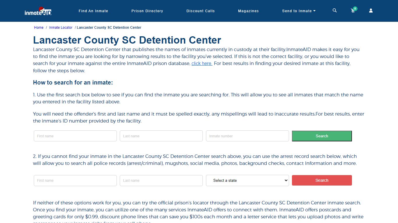 Lancaster County SC Detention Center - InmateAid